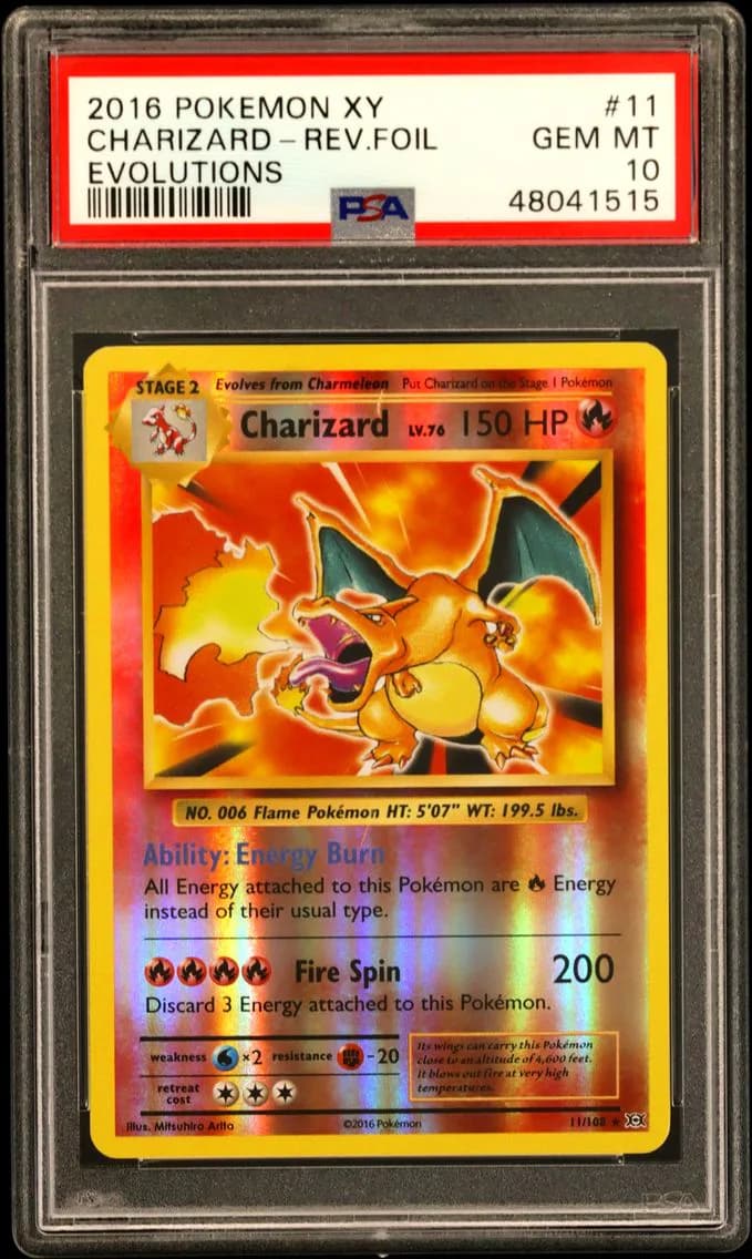 Charizard-Reverse Foil, XY Evolutions, PSA 10