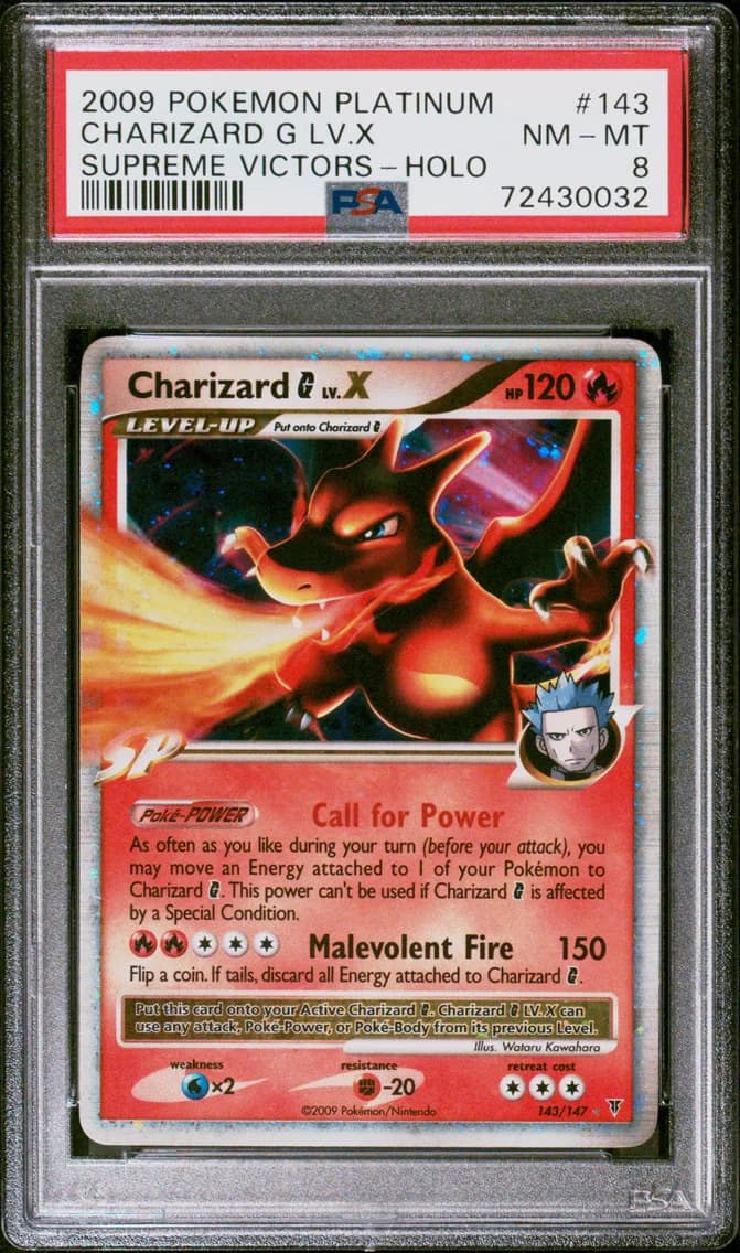 Charizard G LV.X-Holo, Platinum Supreme Victors, PSA 8