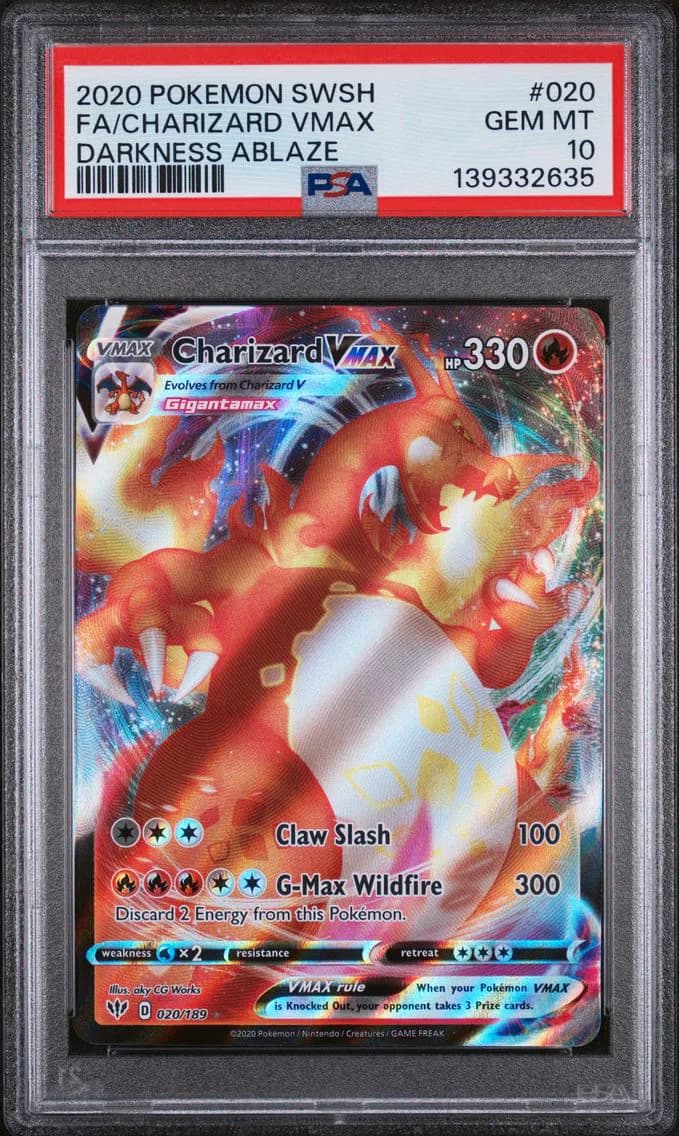 Fa/Charizard VMAX, Sword & Shield Darkness Ablaze, PSA 10