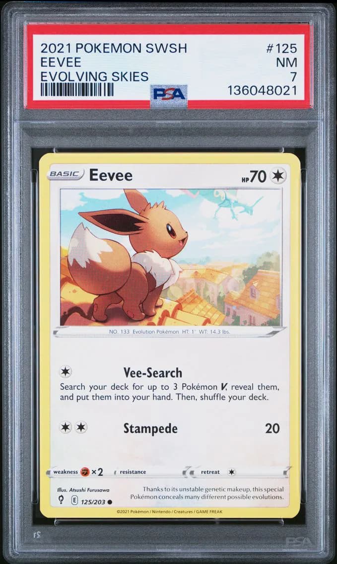 Eevee, Sword & Shield Evolving Skies, PSA 7