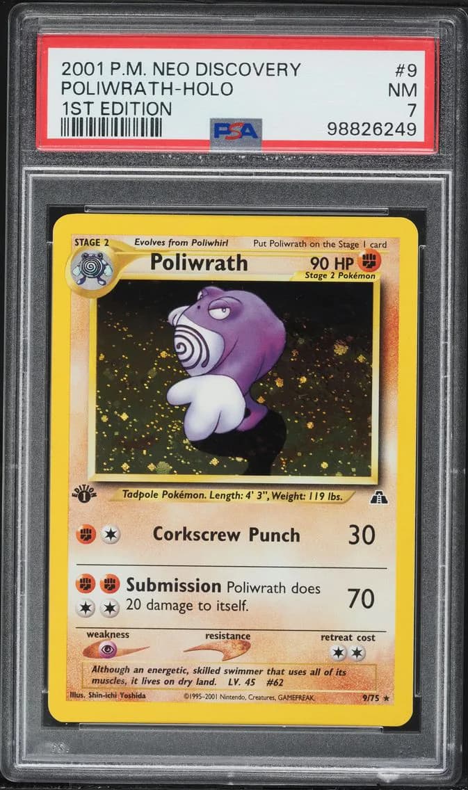 Poliwrath-Holo 1st Edition, Neo Discovery, PSA 7