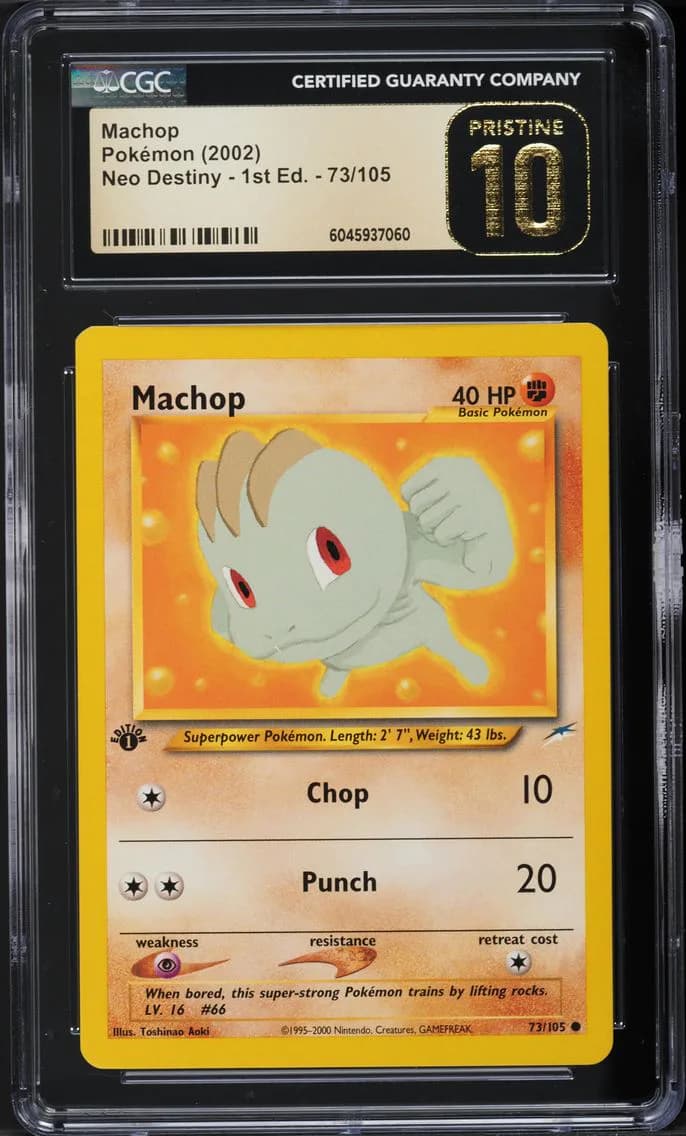 Machop 1st edition, Neo Destiny - 1st Edition, CGC 10