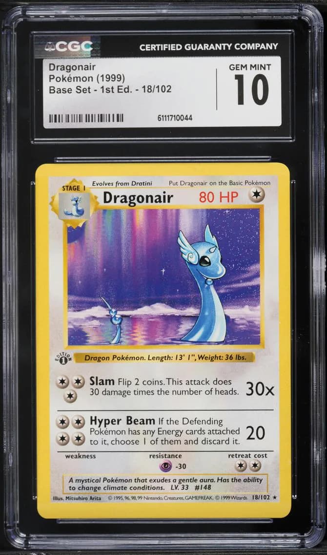 Dragonair, Base Set - 1st Edition, CGC 10