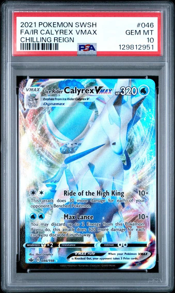 Ice Rider Calyrex VMAX, Sword & Shield Chilling Reign, PSA 10