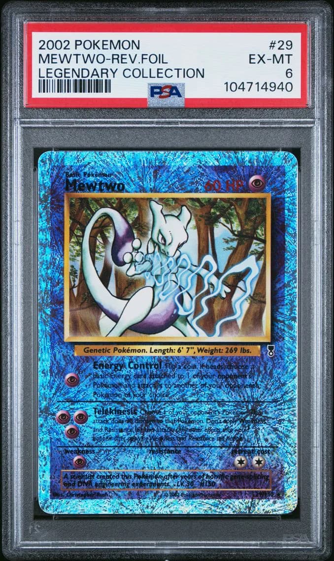 Mewtwo-Reverse Foil, Legendary Collection, PSA 6