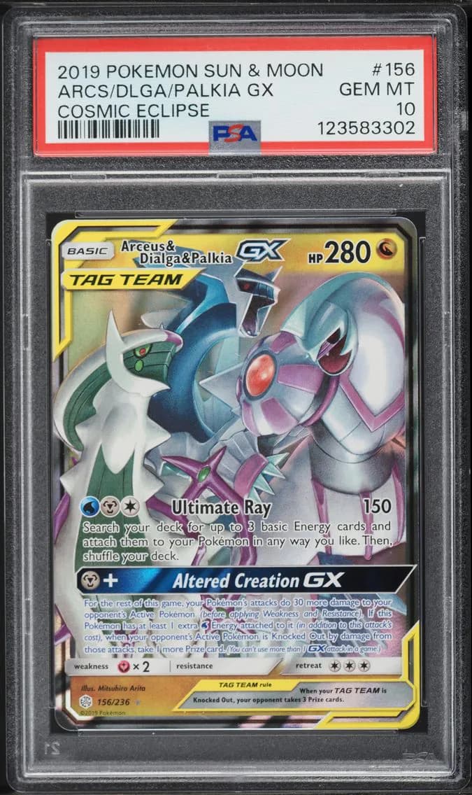 Arceus & Dialga & Palkia GX, Sun & Moon Cosmic Eclipse, PSA 10
