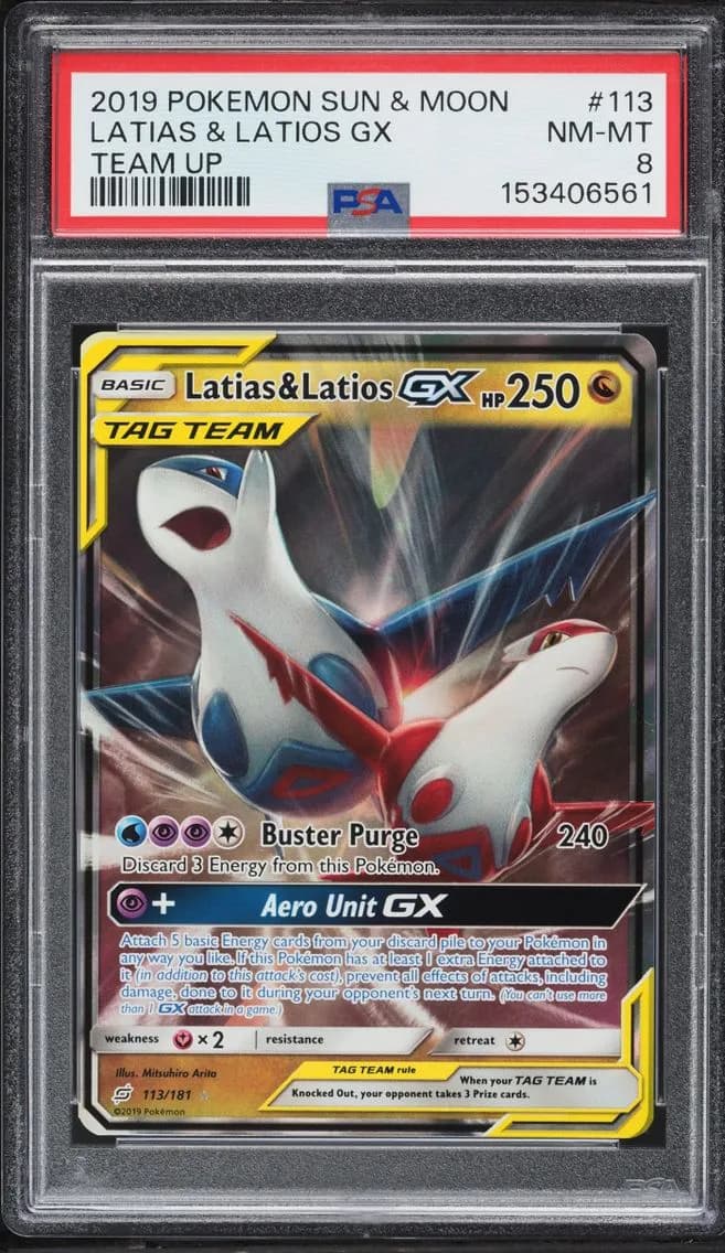 Latias & Latios GX, Sun & Moon Team Up, PSA 8
