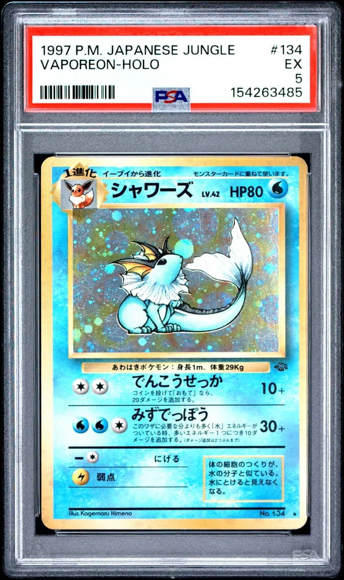 Vaporeon-Holo, Japanese Jungle, PSA 5
