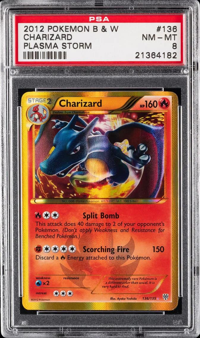 Charizard, Black & White Plasma Storm, PSA 8