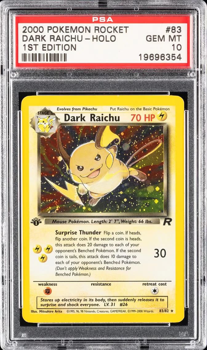 Dark Raichu-Holo 1st Edition, Rocket, PSA 10