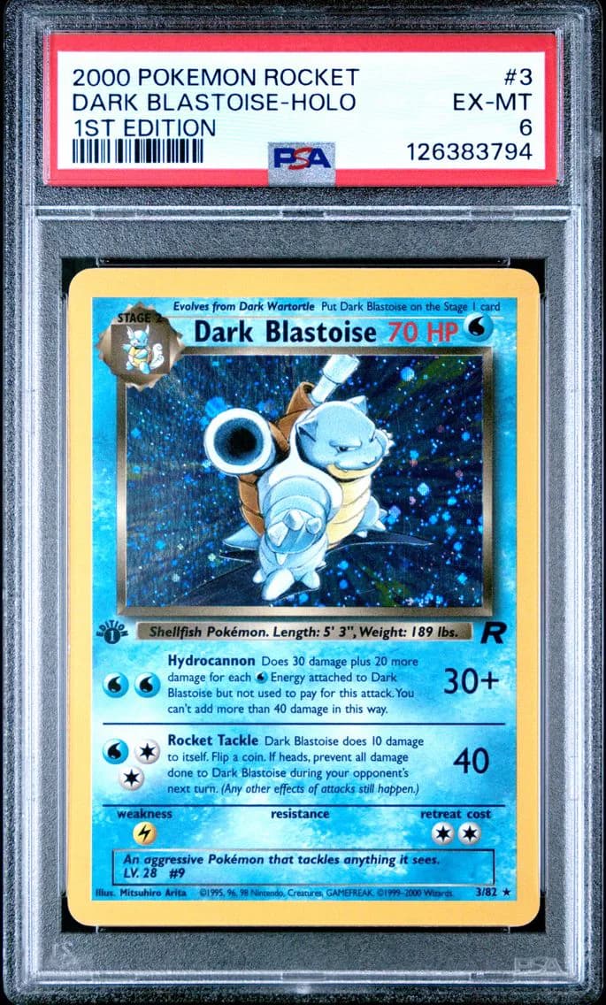 Dark Blastoise-Holo 1st Edition, Rocket, PSA 6