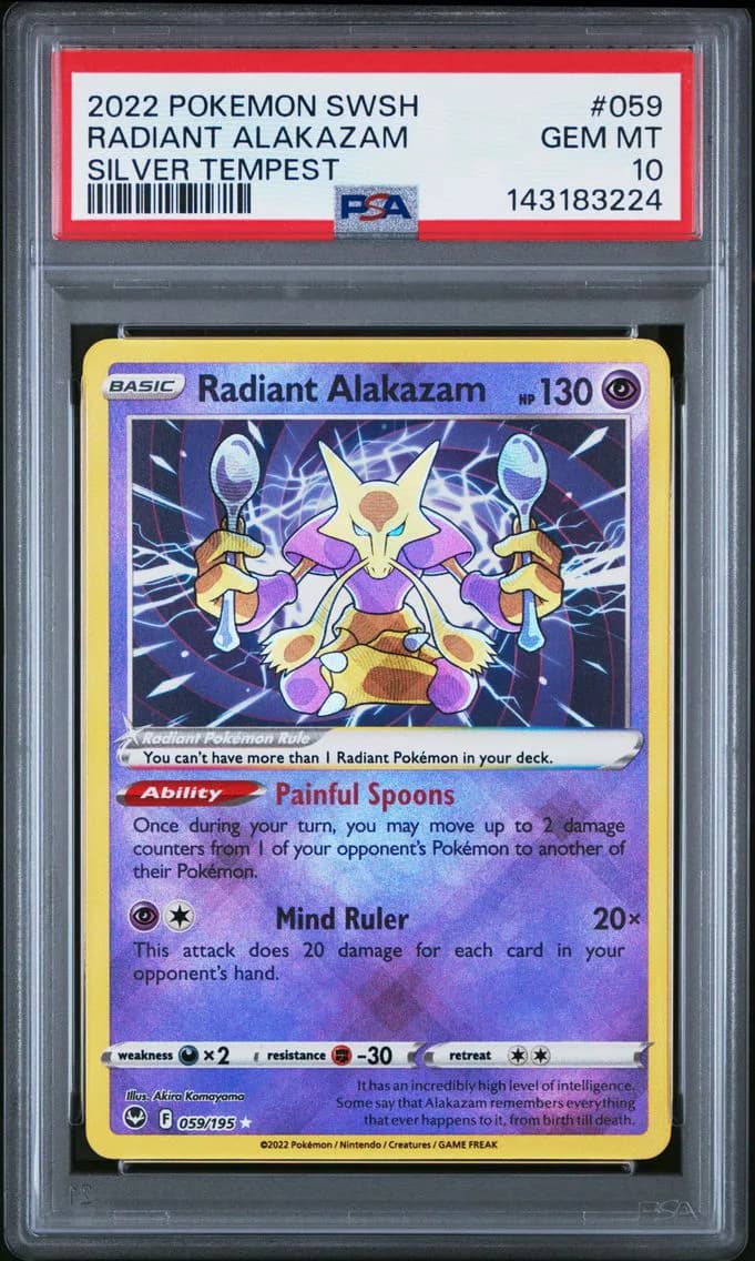 Radiant Alakazam, Sword & Shield Silver Tempest, PSA 10