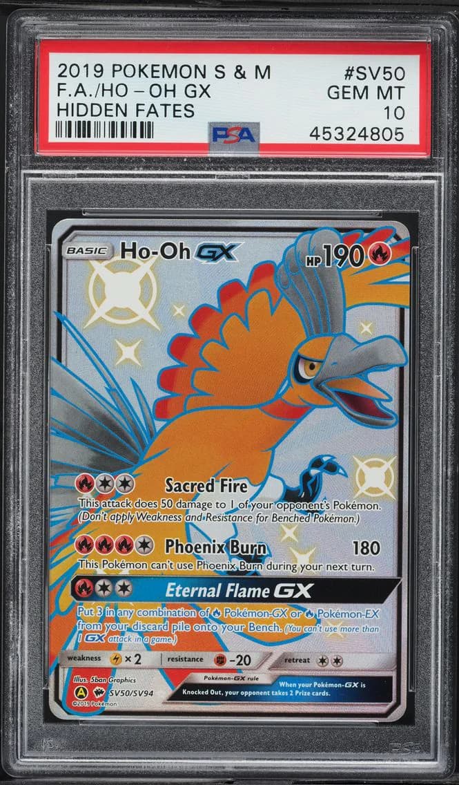 HO-Oh GX, Sun & Moon Hidden Fates, PSA 10