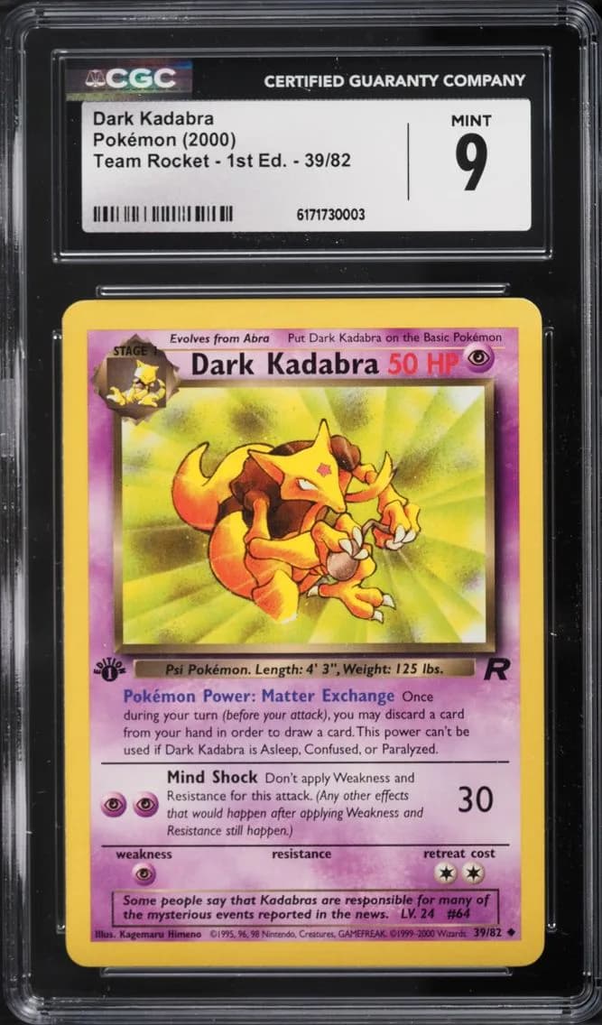 Dark Kadabra, Team Rocket - 1st Edition, CGC 9