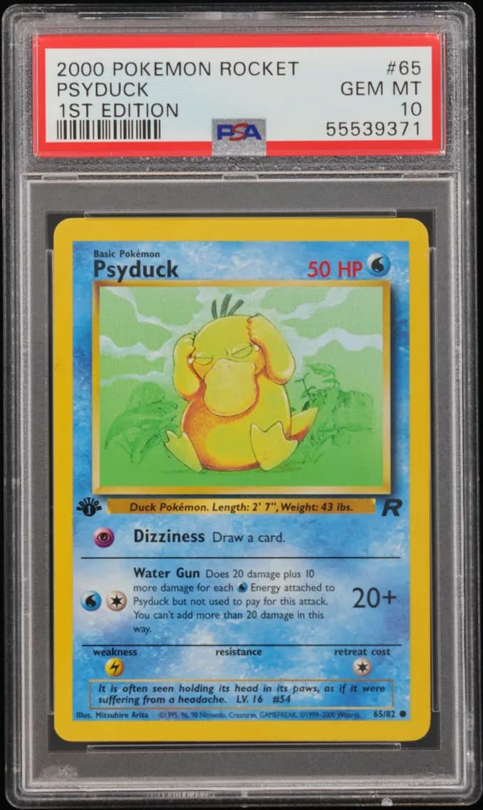 Psyduck 1st Edition, Rocket, PSA 10