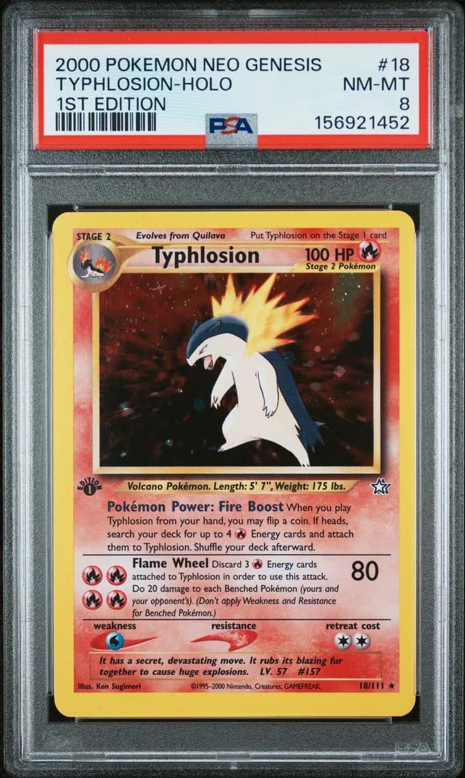 Typhlosion-Holo, Neo Genesis 1st Edition, PSA 8