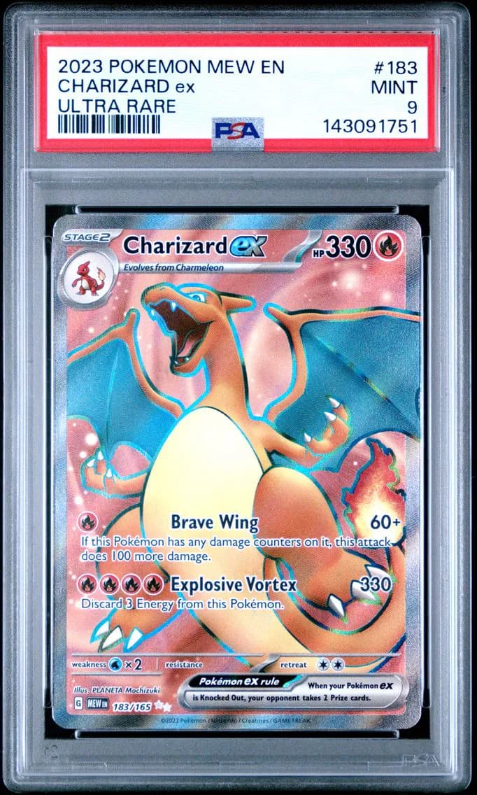 Charizard EX, 151, PSA 9
