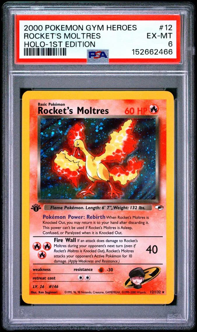 Rocket's Moltres, Gym Heroes, PSA 6