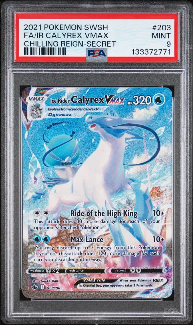 Ice Rider Calyrex VMAX, Sword & Shield Chilling Reign, PSA 9
