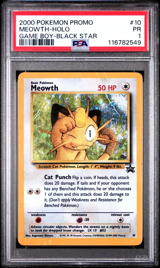 Meowth-Holo, Promo Black Star, PSA 1