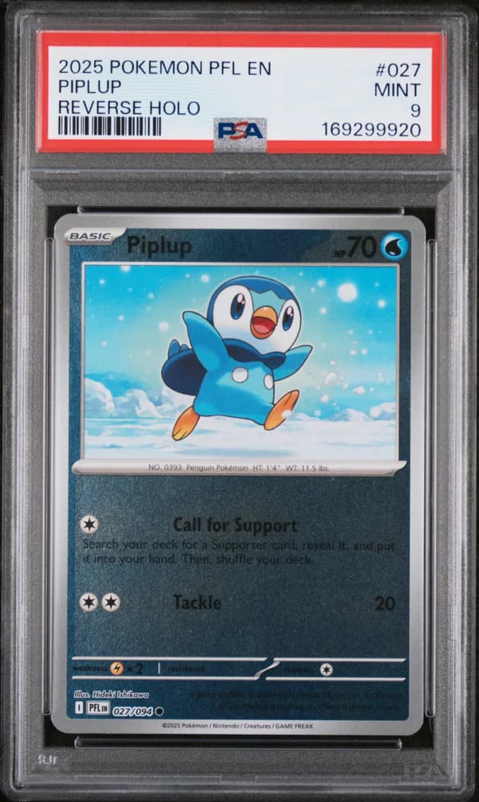 Piplup Reverse Holo, Phantasmal Flames, PSA 9