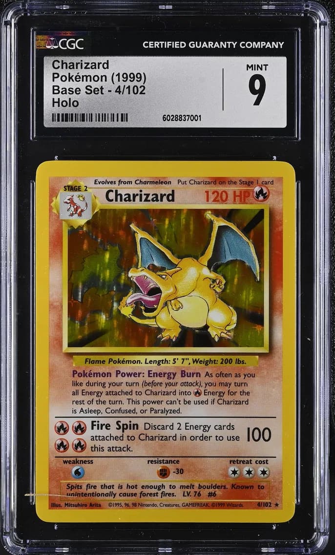 Charizard, Base Set - Unlimited, CGC 9