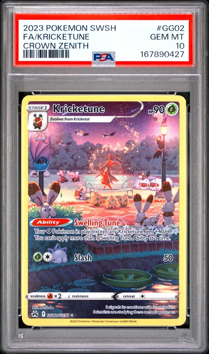 Kricketune, Sword and Shield Crown Zenith, PSA 10