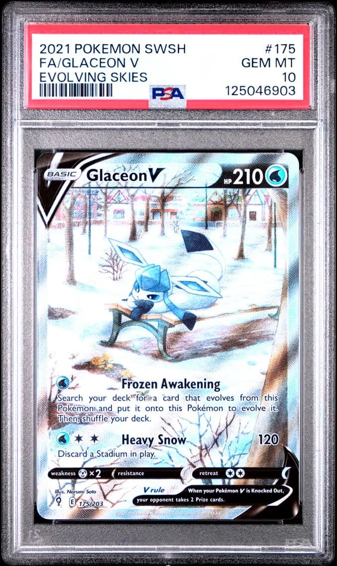 Glaceon V, Sword & Shield Evolving Skies, PSA 10
