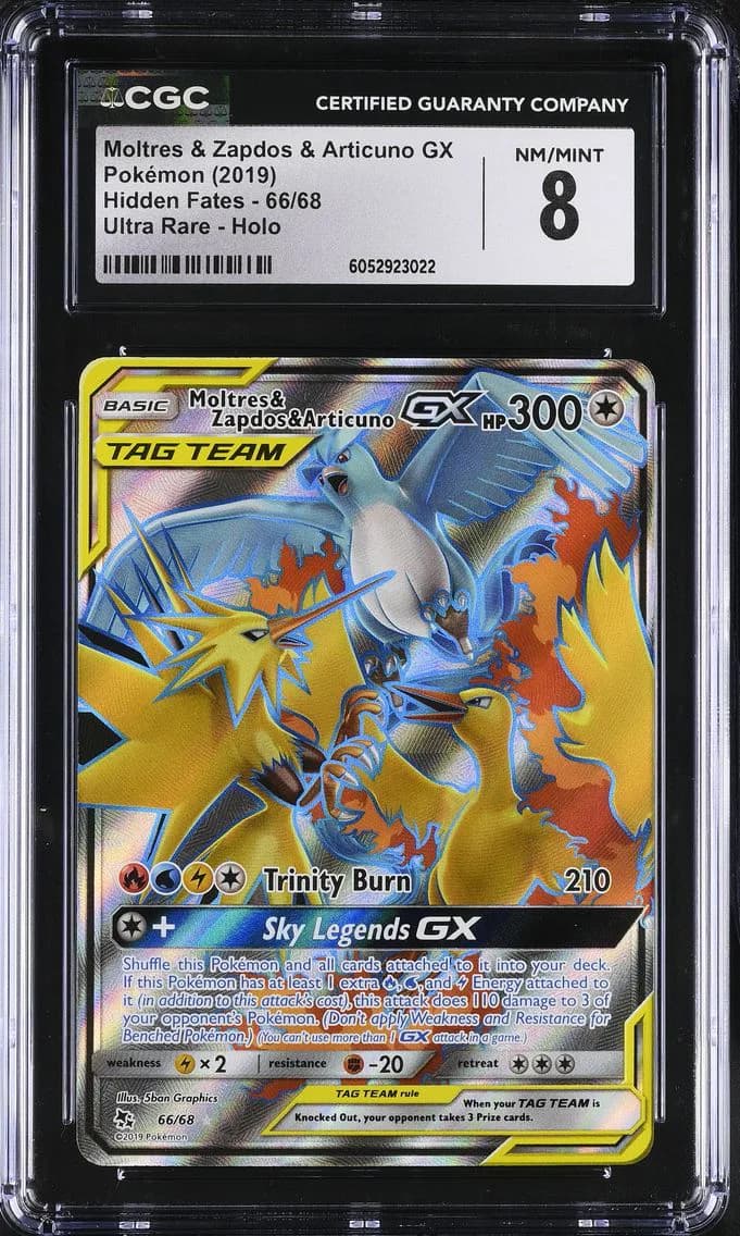 Moltres &amp; Zapdos &amp; Articuno GX, Hidden Fates, CGC 8