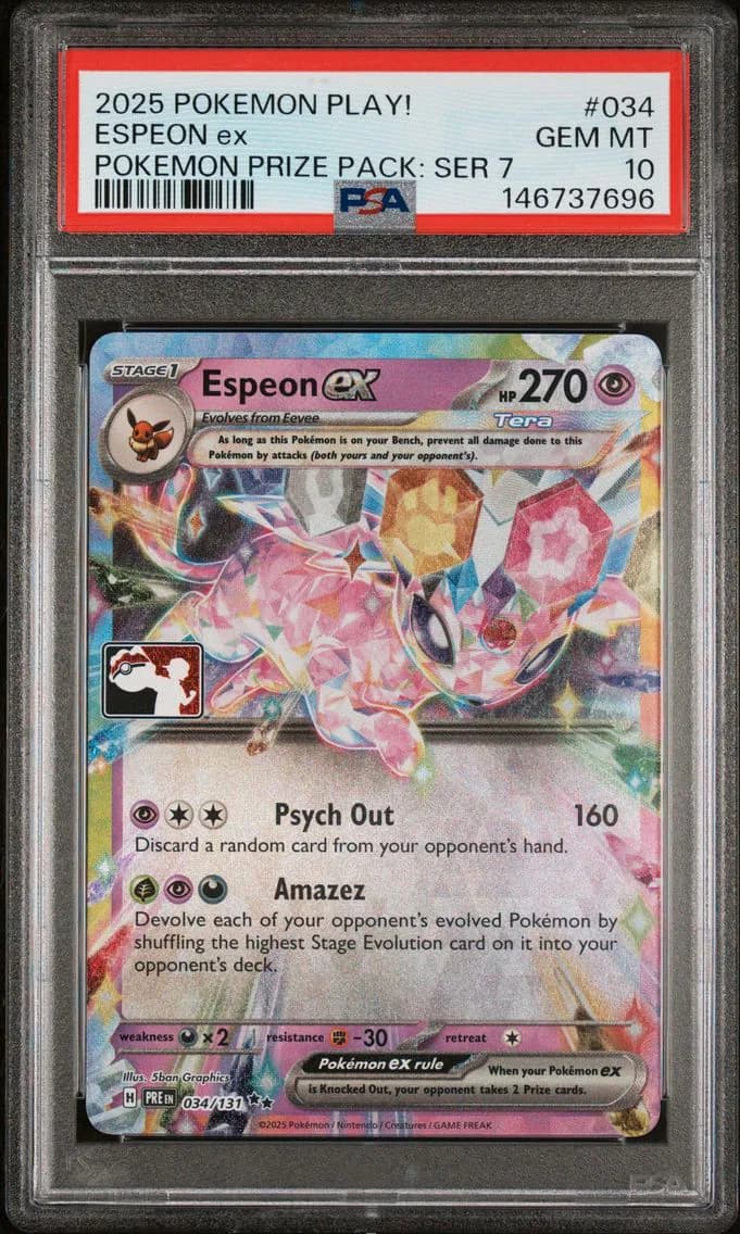 Espeon EX, Play! Pokemon Prize Pack: Series 7, PSA 10
