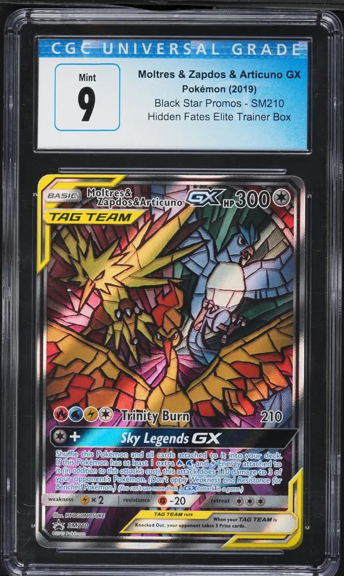 Moltres & Zapdos & Articuno GX, Black Star Promos - Sun & Moon, CGC 9