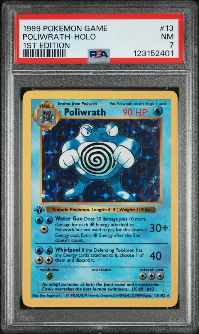 Poliwrath-Holo 1st Edition, Game, PSA 7