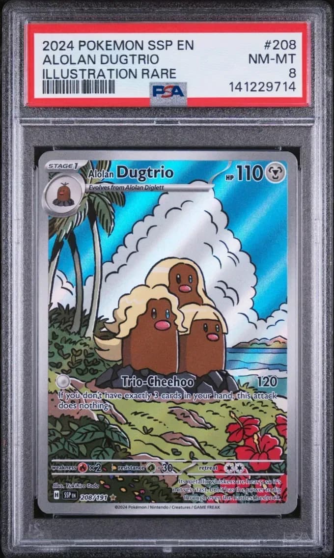 Alolan Dugtrio, Surging Sparks, PSA 8