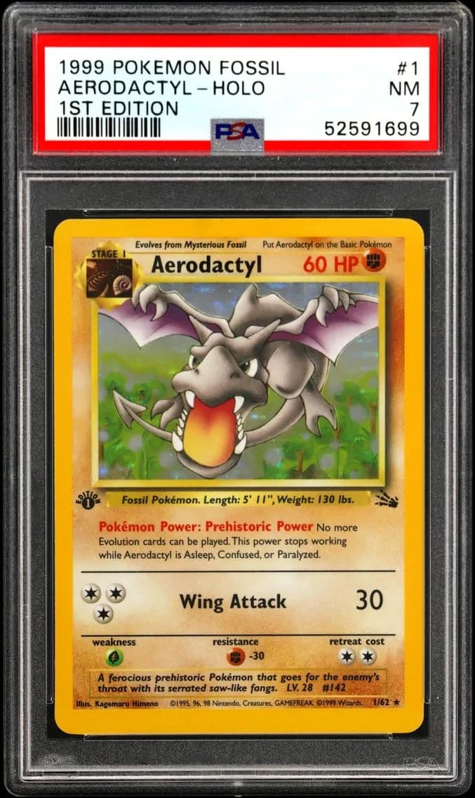 Aerodactyl-Holo 1st Edition, Fossil, PSA 7