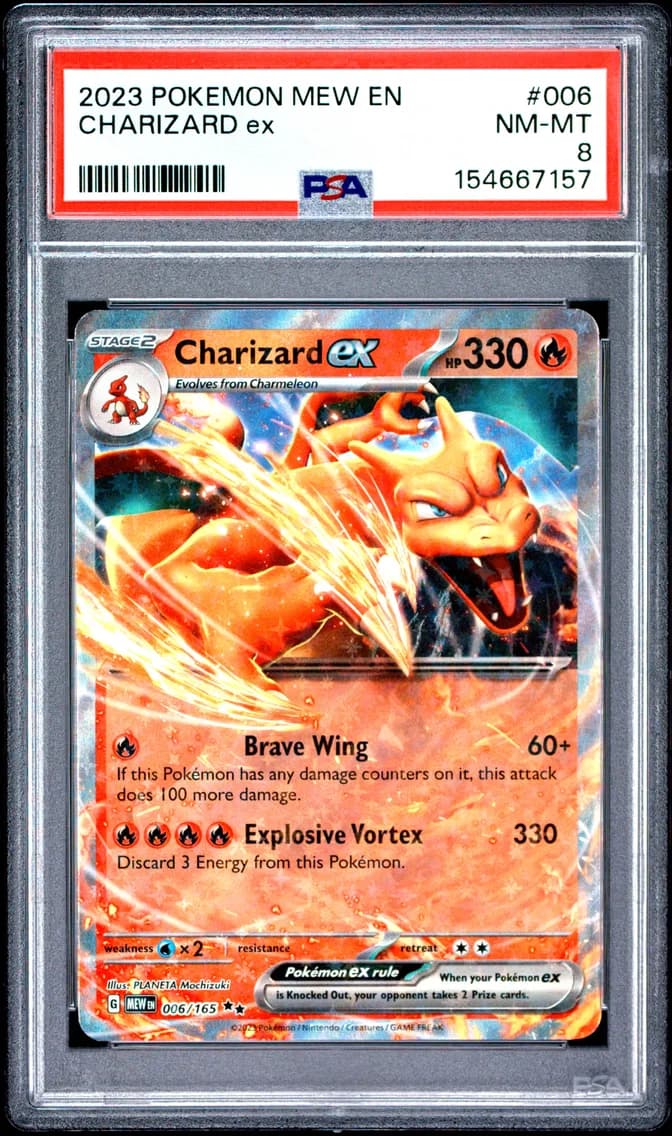 Charizard EX, 151, PSA 8