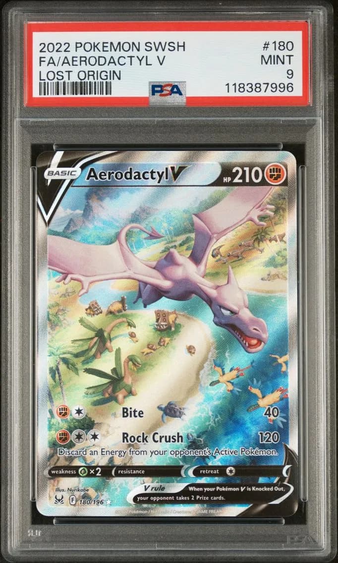 Aerodactyl V, Sword & Shield Lost Origin, PSA 9