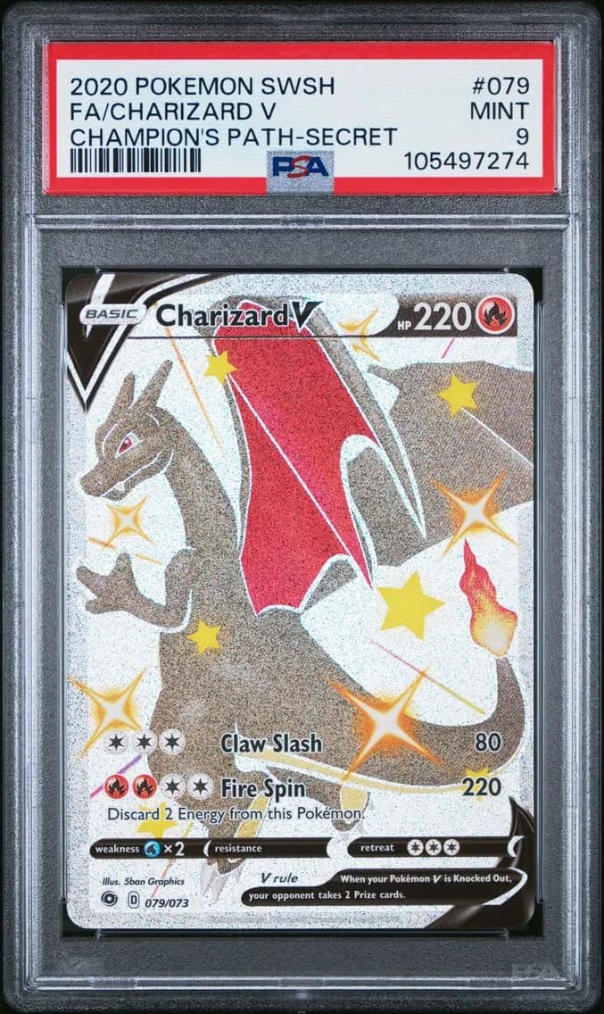 Charizard V, Sword & Shield Champion's Path, PSA 9