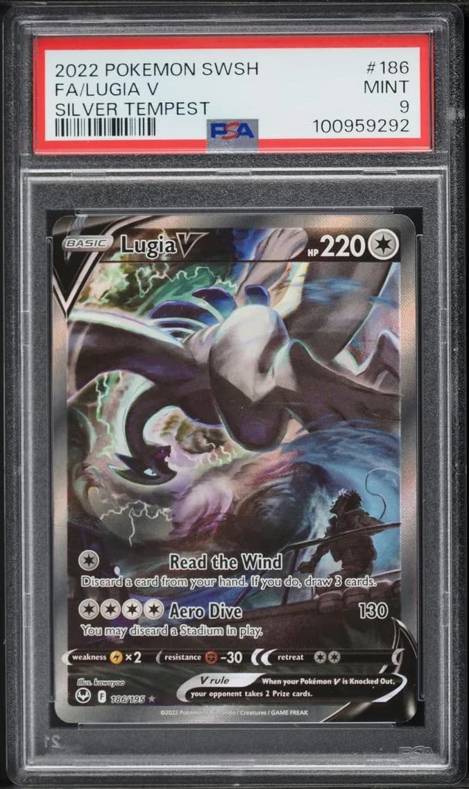Lugia V, Sword & Shield Silver Tempest, PSA 9