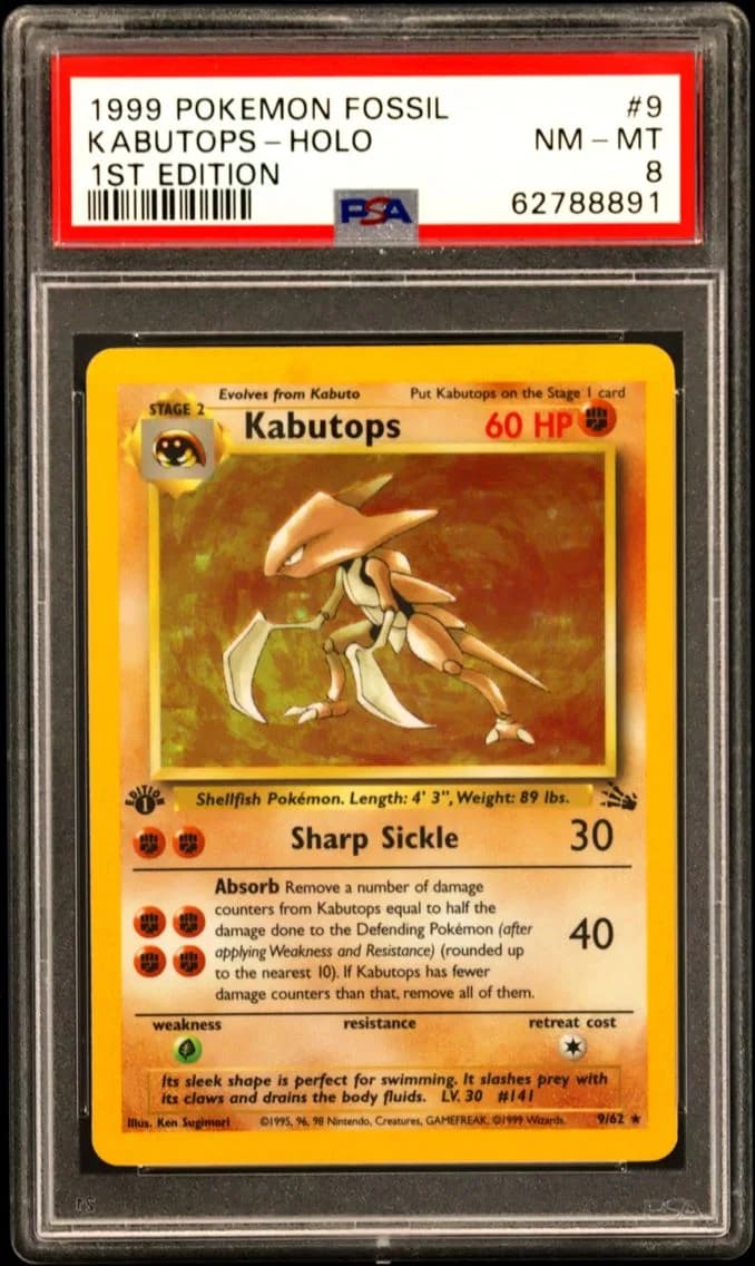 Kabutops-Holo 1st Edition, Fossil, PSA 8