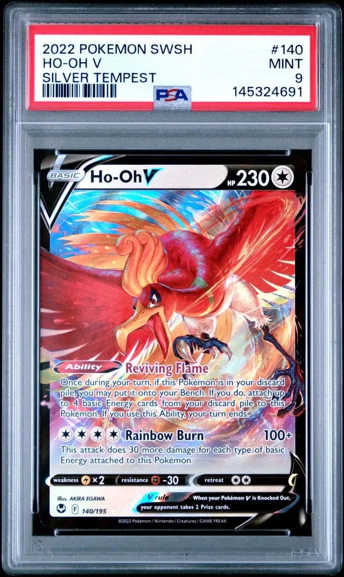 HO-Oh V, Sword & Shield Silver Tempest, PSA 9