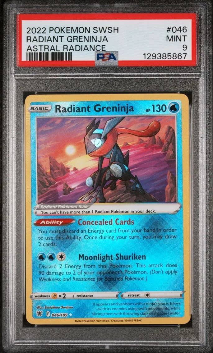 Radiant Greninja, Sword & Shield Astral Radiance, PSA 9