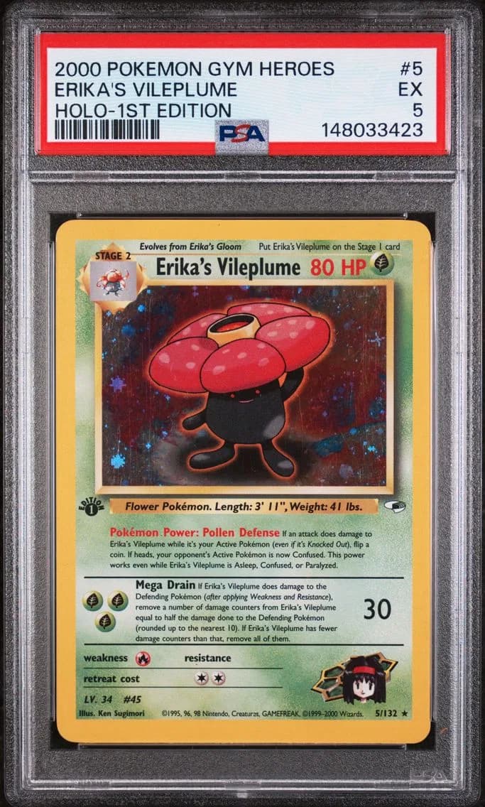 Erika's Vileplume, Gym Heroes, PSA 5