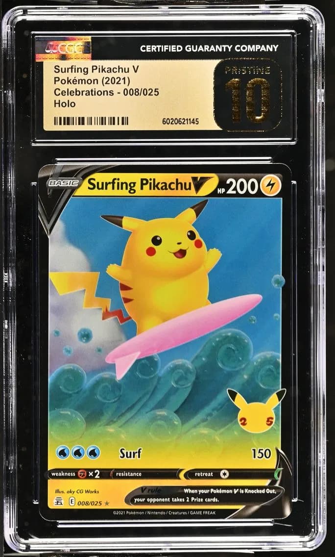 Surfing Pikachu V, Celebrations, CGC 10