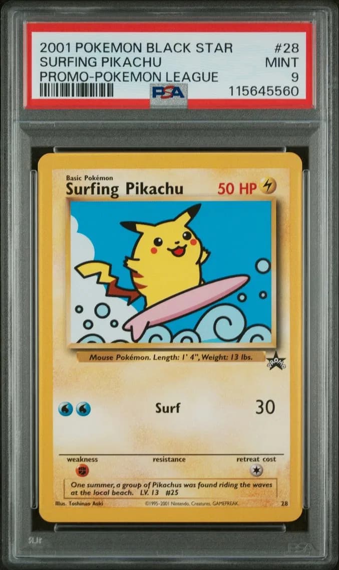 Surfing Pikachu, Promo Black Star, PSA 9