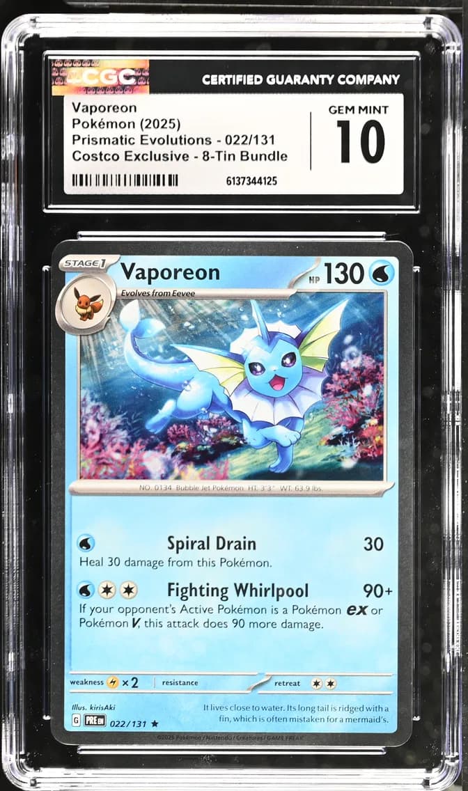 Vaporeon, Prismatic Evolutions, CGC 10