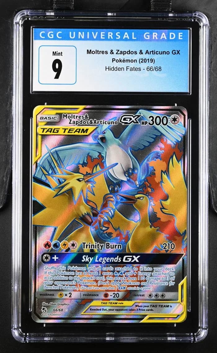 Moltres & Zapdos & Articuno GX, Hidden Fates, CGC 9