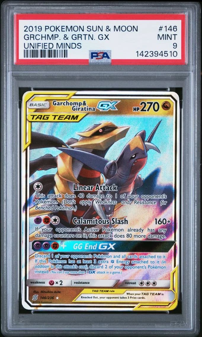 Garchomp & Giratina GX, Sun & Moon Unified Minds, PSA 9