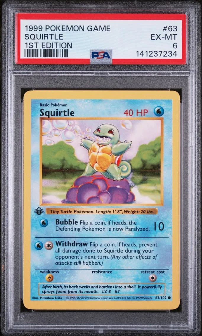 Squirtle 1st Edition, Game, PSA 6
