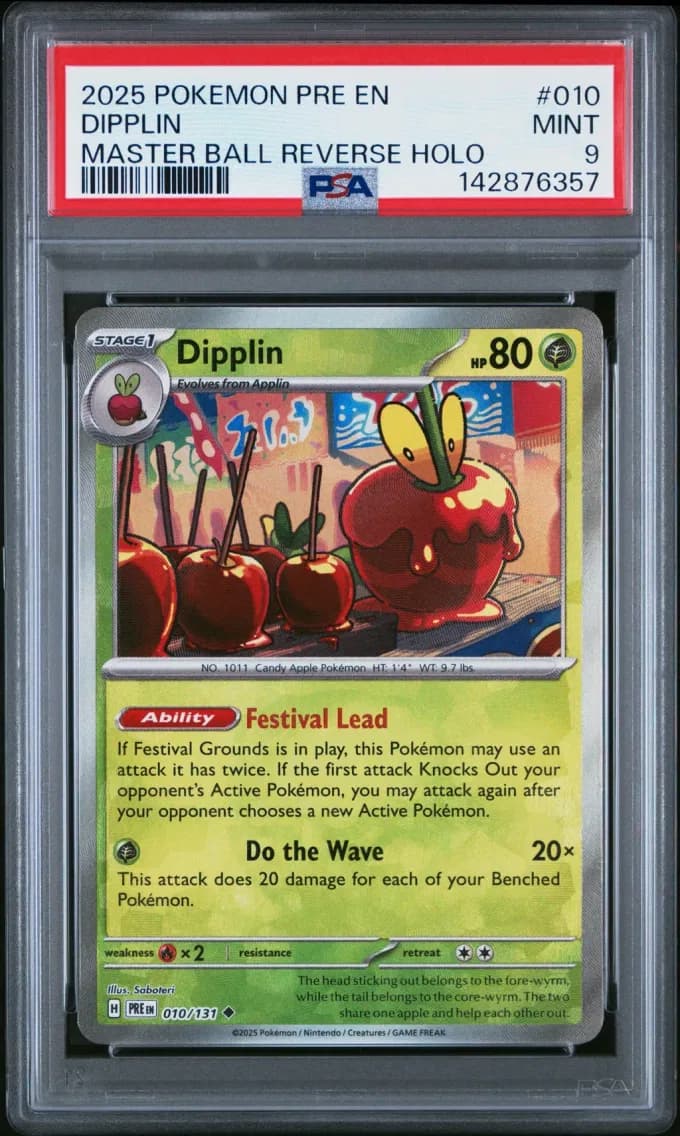 DIPPLIN Master Ball Reverse Holo, Prismatic Evolutions, PSA 9