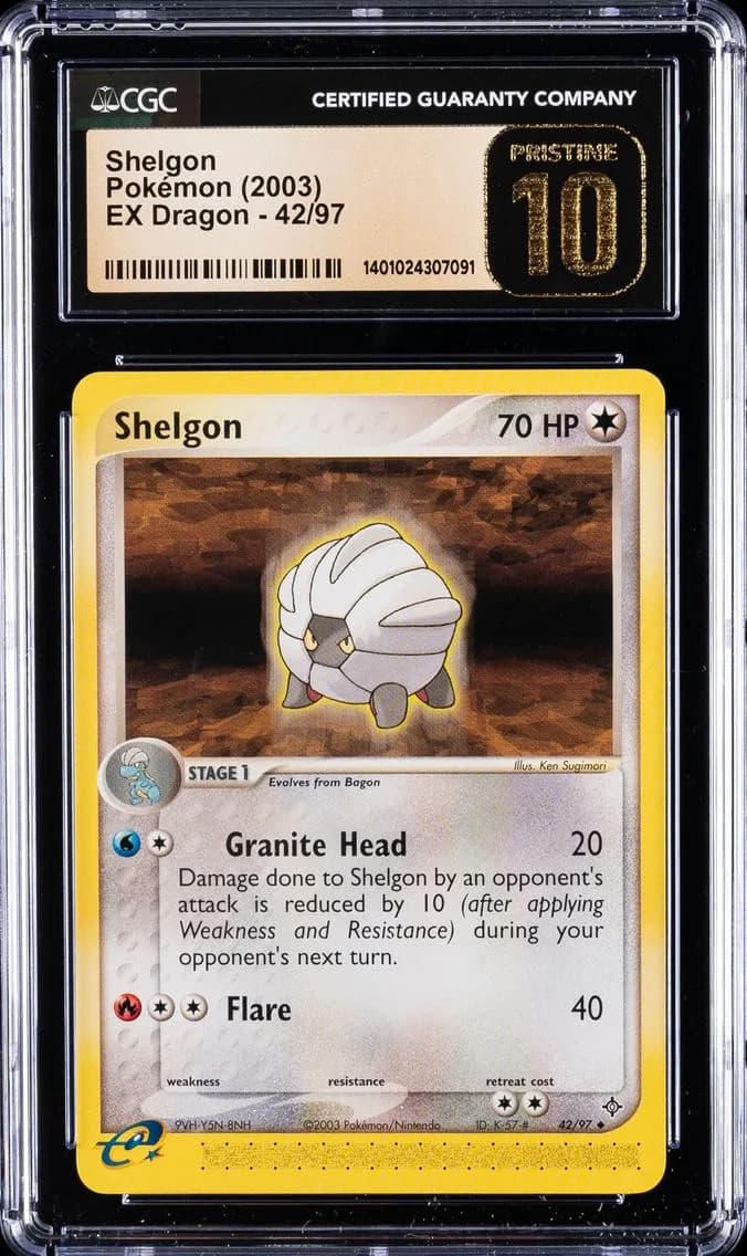 Shelgon, EX Dragon (2003 Copyright, w/ "e" Symbol), CGC 10